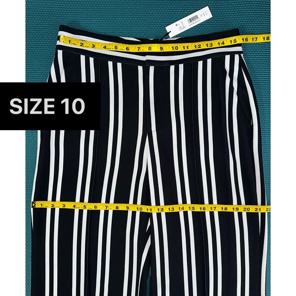 Alice + Olivia Dylan Black Off White Striped Wide Leg Pants - Picture 12 of 15